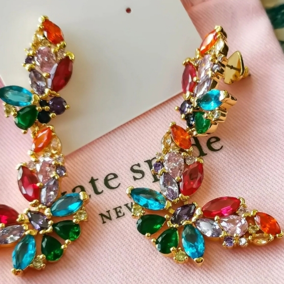 Kate Spade social butterfly multi color double drop earrings NEW - Picture 2 of 2